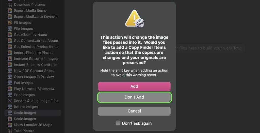 o not add copy files folder