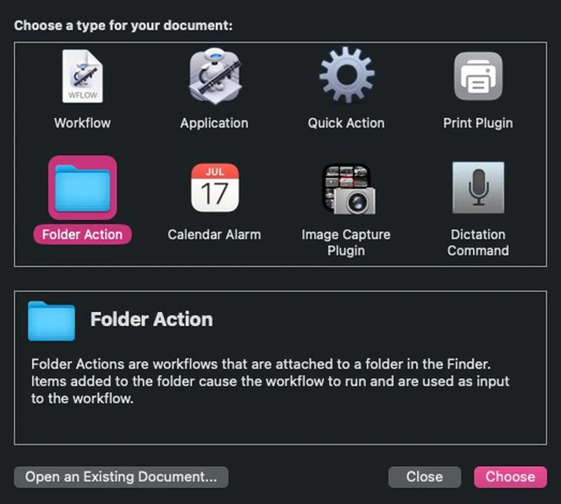 folder action automator
