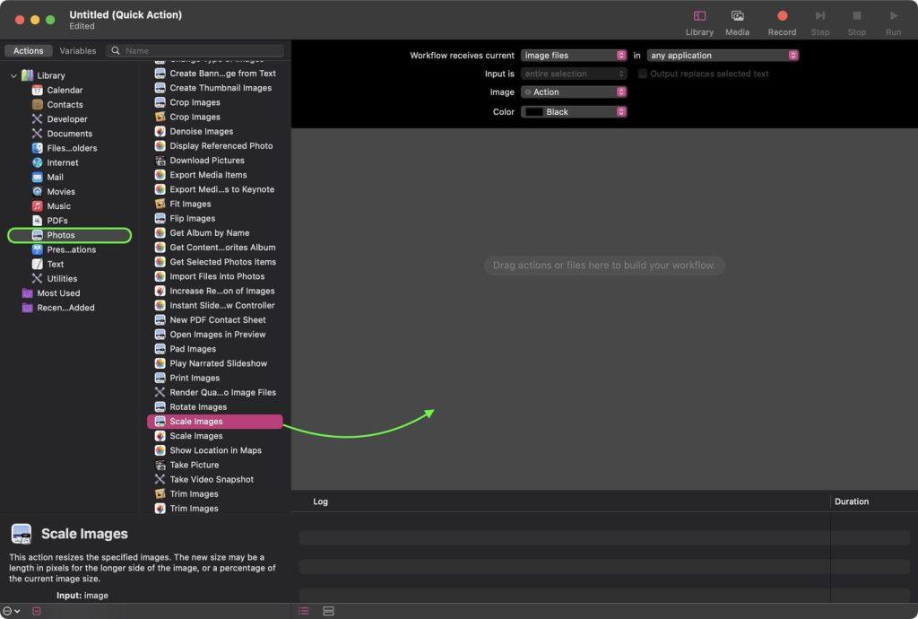 scale images automator