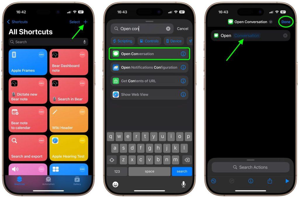 shortcut open conversation