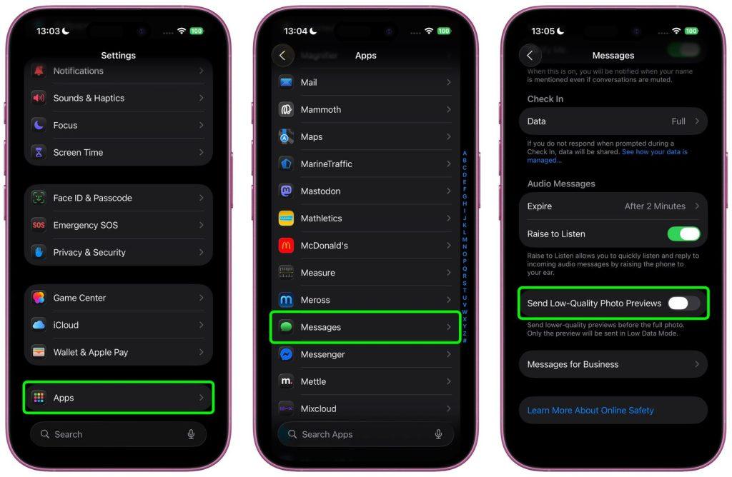 ios send photo previews messages