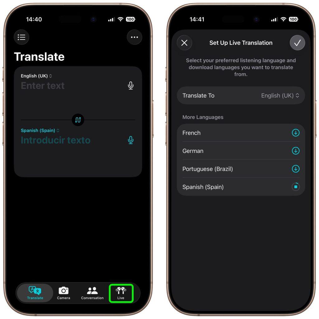 translate app airpods