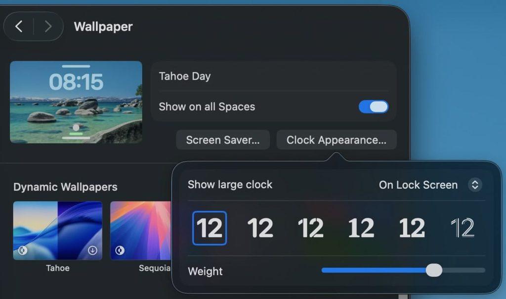 tahoe clock lock screen