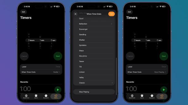 timers stop playing media