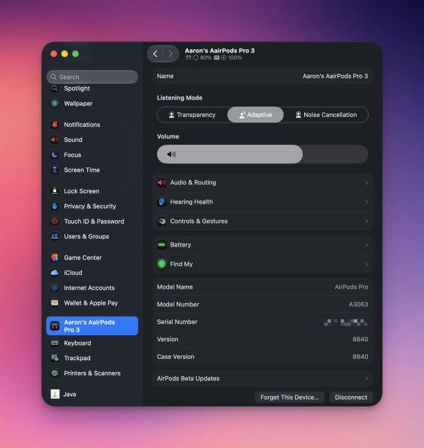 macos 27 airpods settings